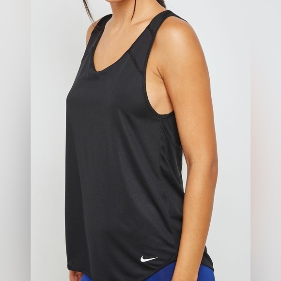 Nike Womens Dri fit Breathe Loose Tank Top T-Back Black Size Medium - Picture 13 of 13